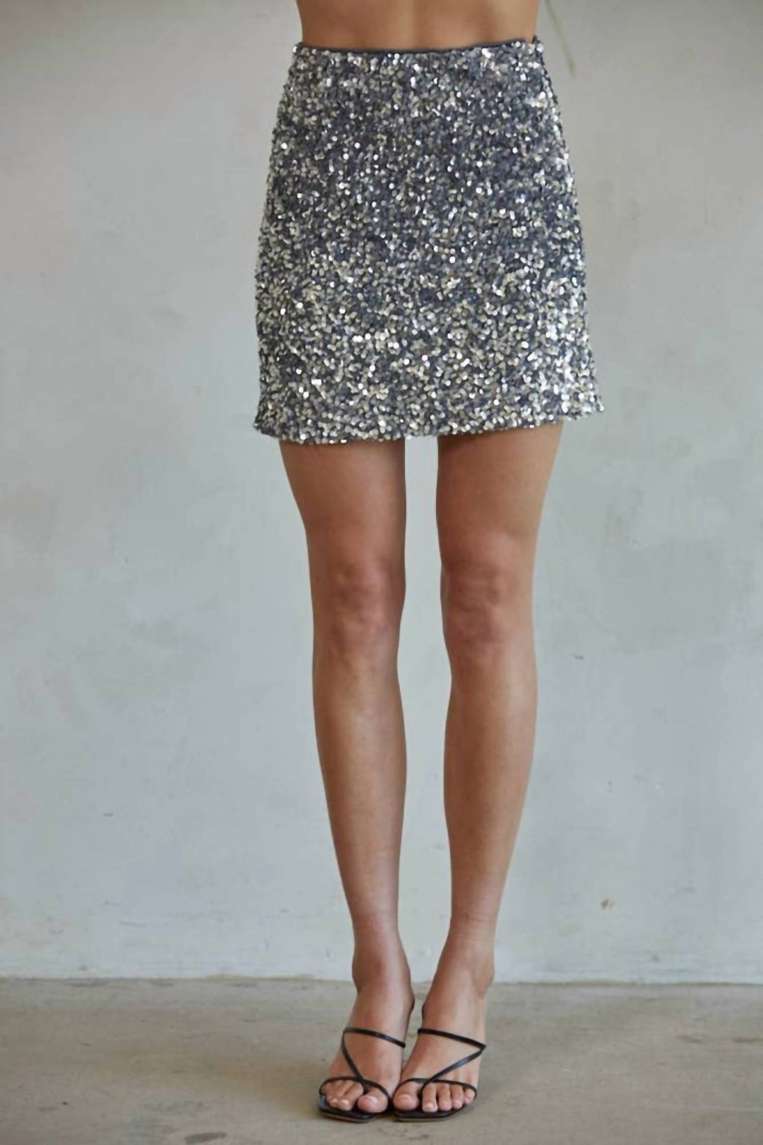 By Together - Woven Sequin Mini Skirt