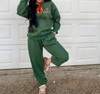 Bailey Rose See You Cowboy Sweatpants in pine green - women's pants - detail view