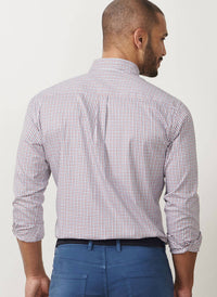 PETER MILLAR Julian Crown Lite Cotton Stretch Shirt in navy multi - men's shirt - detail view