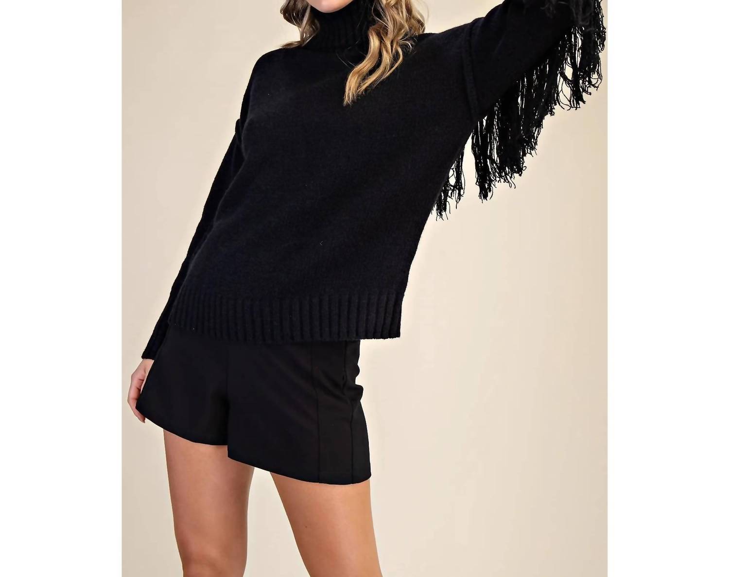 Style Usa - Women's Fringe Whisper Turtleneck Sweater