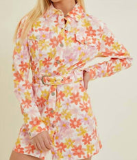 Baevely By Wellmade - Watercolor Daisies Denim Dress