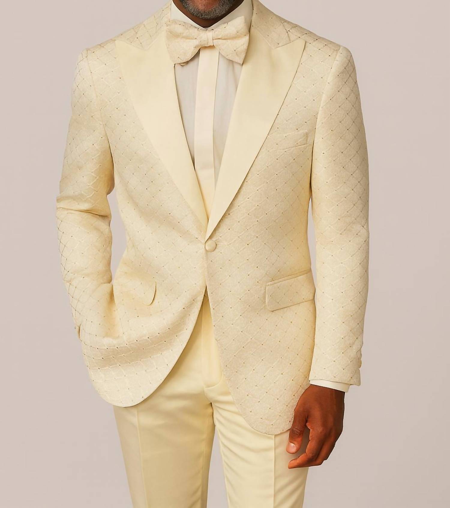 MAZARI Men's Slim Fit Blazer With Bow Tie in silver silver - men's jacket
