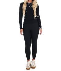 Kimberly C Run the Day Performance Fitted Top in black - women's long sleeve top - alternate view