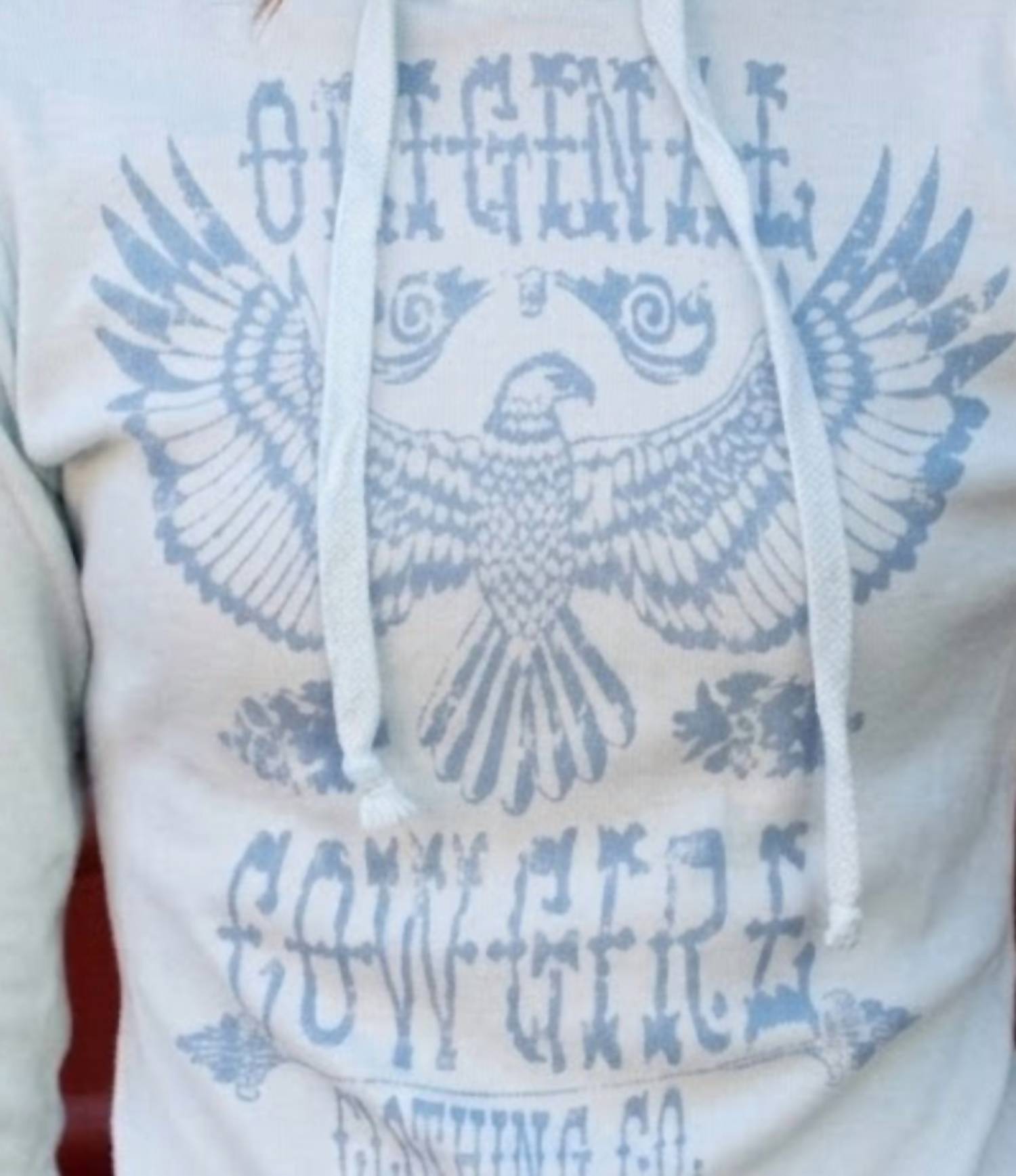 Original Cowgirl Clothing Long Sleeve Thermal Hoodie in sky blue - women's top - detail view