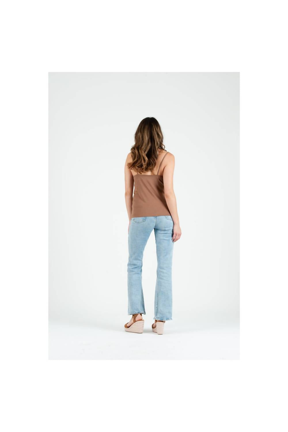 LUCCA Couture Kelsie Drape Cami in acorn - women's shirt - detail view