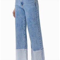 Habitual - Contrast Hem Wide Leg Ankle Jeans