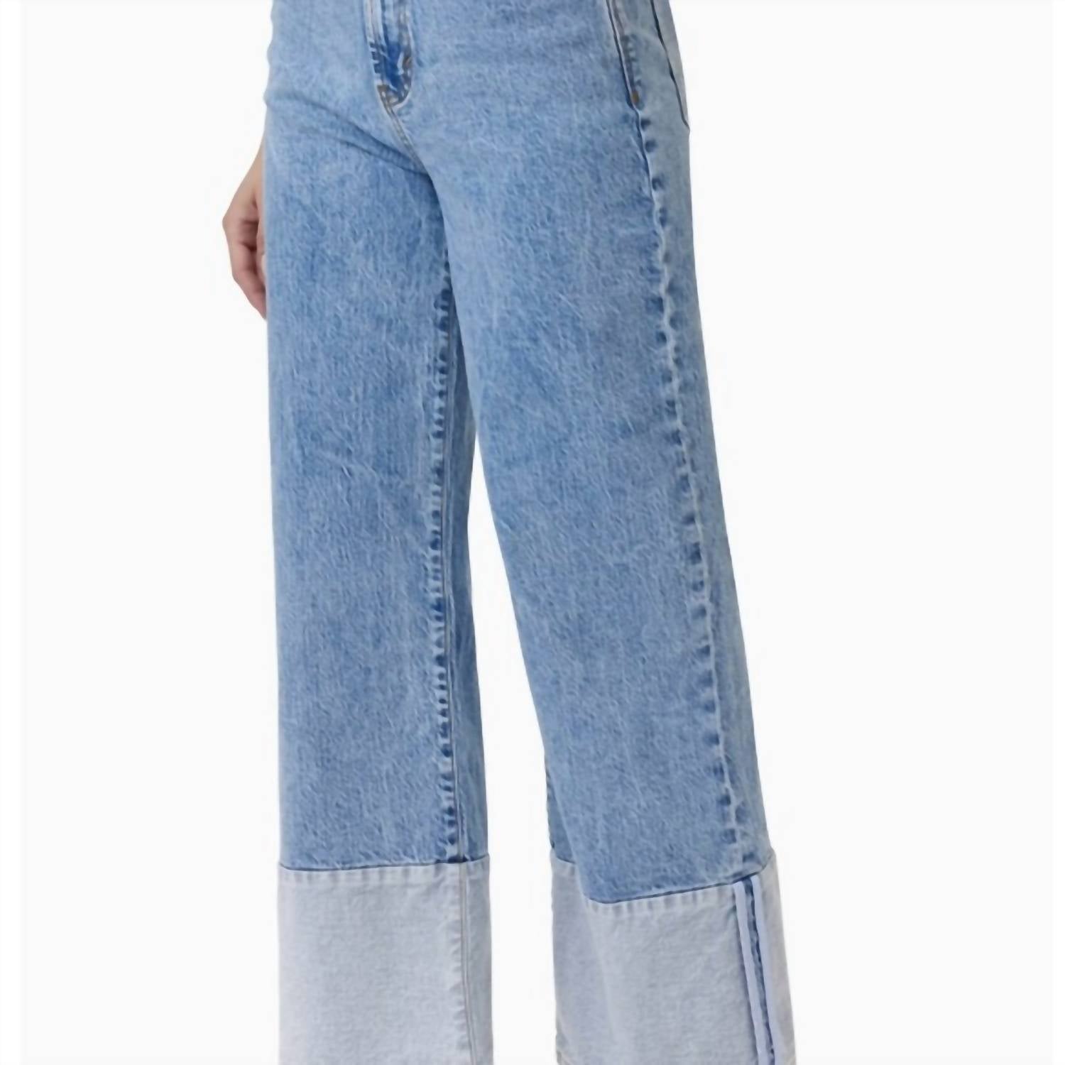 Habitual - Contrast Hem Wide Leg Ankle Jeans