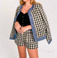 Mystree - C'est Femme Houndstooth Tweed Jacket