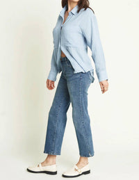 Oliver Logan Hirise Wide Leg Crop Denim Jeans in blue - women's jeans - alternate view