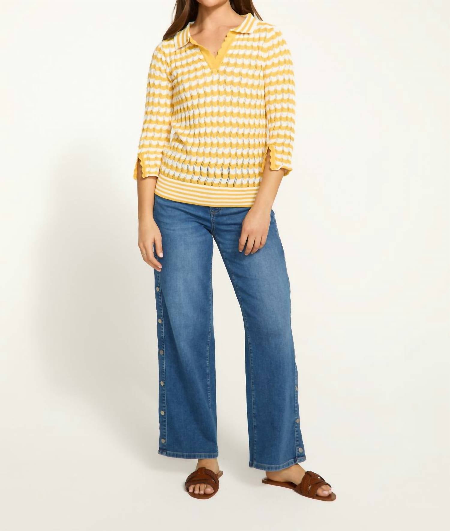 Fdj - 3/4 Sleeve Polo Sweater