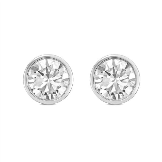 Diana M Jewels - Women's Lab Grown Round Stud In A Bezel Setting Earrings (4.00 Ct)