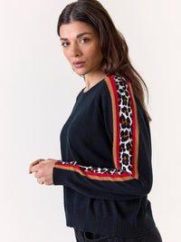 Wispr - Pop Stripe Leopard Crew Sweater