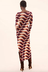 Misa Los Angeles Cassie Midi Dress in autumnal wave - women's dress - detail view