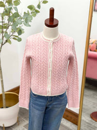 Heart & Arrow - Cropped Cable Knit Cardigan