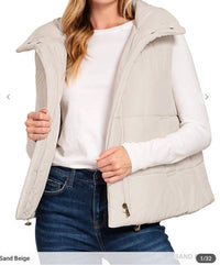 Zenana - High Neck Zip-up Puffer Vest