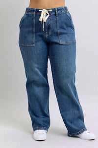Judy Blue - High Waist Drawstring Wide Leg Jeans