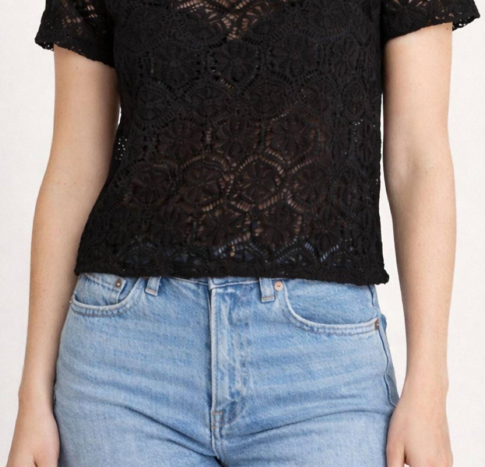 Frame - Lace Scoop Neck Tee