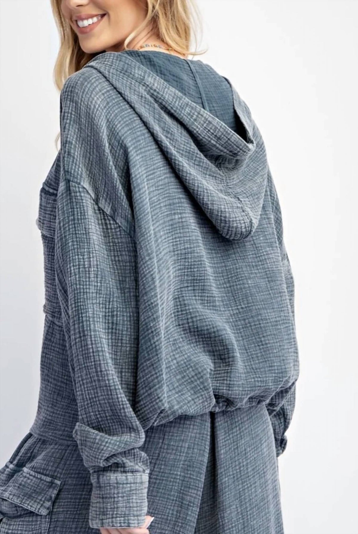 Easel - Button Down Cotton Gauze Hoodie