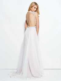 Mac Duggal - Beaded Open Back Prom Dress with Overskirt