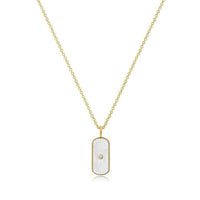 Eklexic - Tag Shaped Mop Pendant Stone Necklace