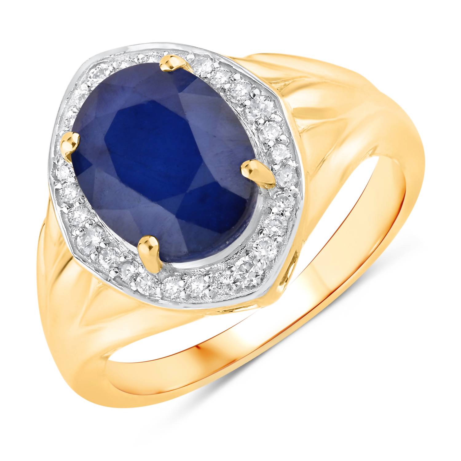 Diana M Jewels Women's Oval Natural Sapphire Fashion Ring (3.31 Ct) - Signature Plus in 14k yellow gold - women's jewelry