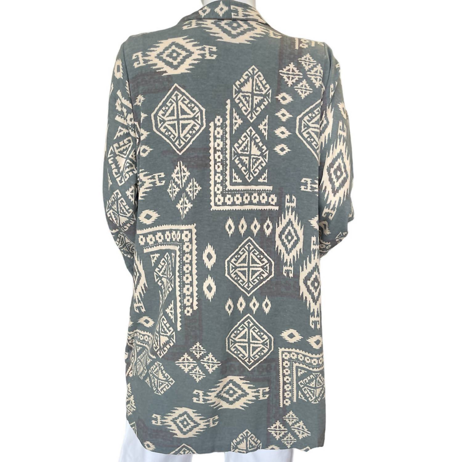 Cotton Bleu - Women's Ethnic Print Open Front Cardigan - Plus