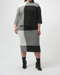Joseph Ribkoff - Jacquard Sweater Colour Block Skirt