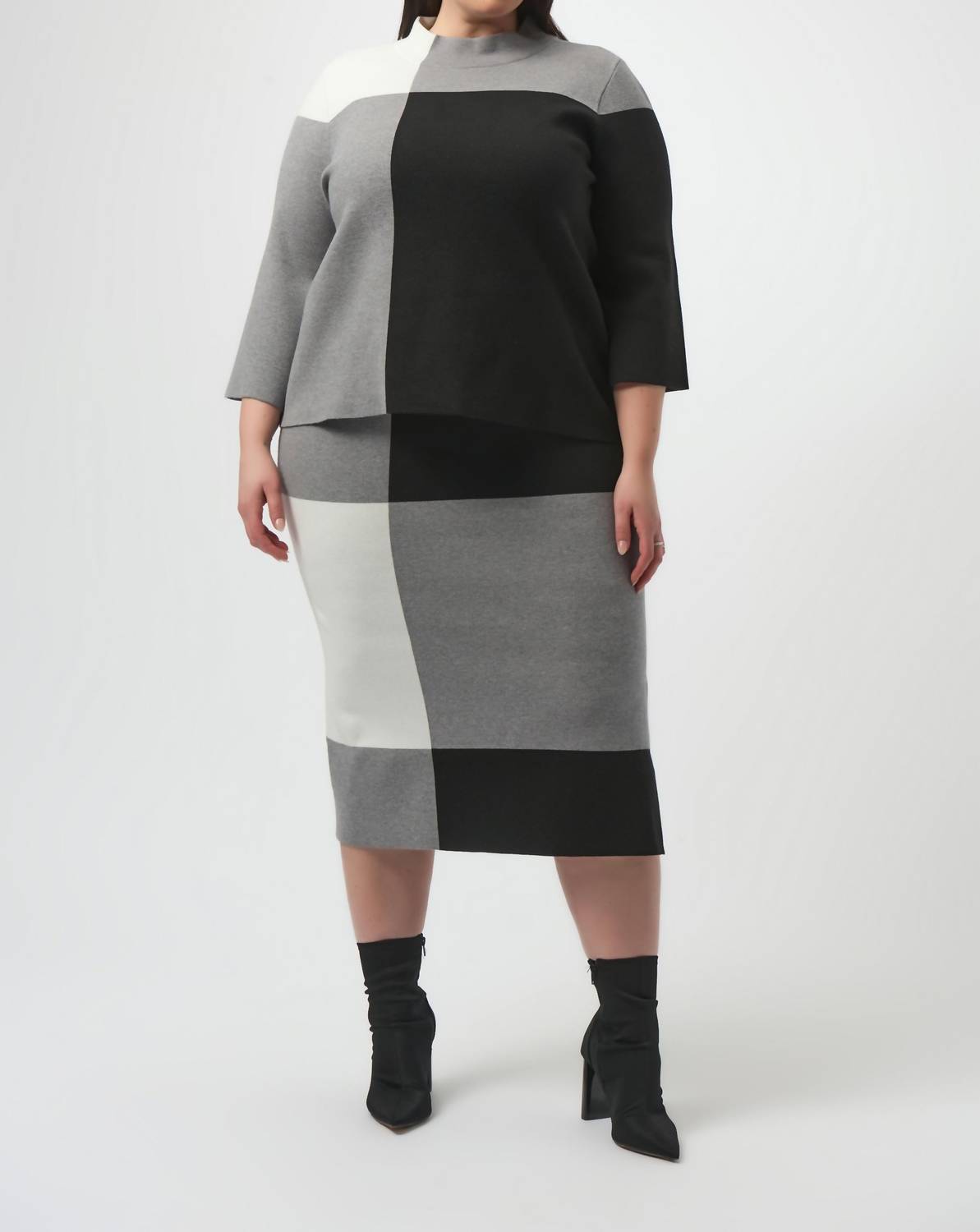 Joseph Ribkoff - Jacquard Sweater Colour Block Skirt