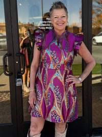 Thml - Flutter Sleeve Pattern V-neck Mini Dress