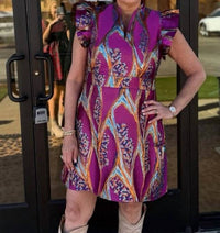Thml - Flutter Sleeve Pattern V-neck Mini Dress