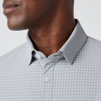 Mizzen + Main Leeward Long Sleeve Dress Shirt in aluminum joel plaid - men's shirt - detail view