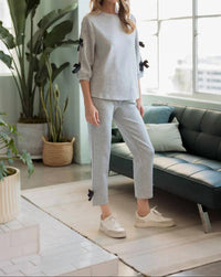 Joh Jelina Knit Pant With Ribbons in heather - women's pants - view 4