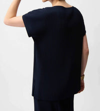Joseph Ribkoff - Pleated Scuba Crepe Short Sleeve Top