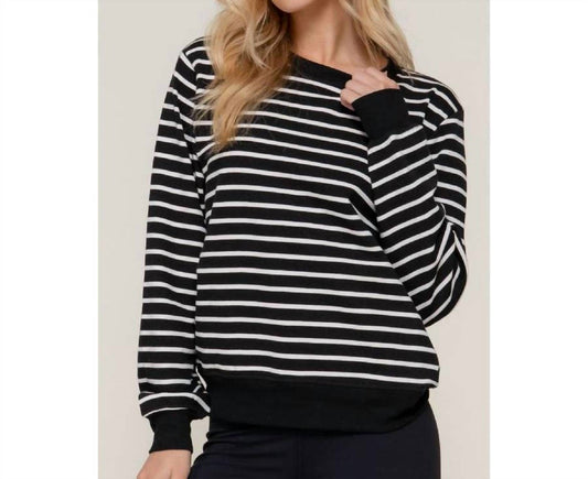 Active Usa - Crew Neck Stripe Sweatshirt