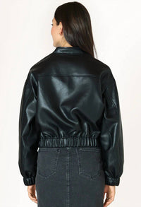 Dex - Faux Leather Bomber Jacket