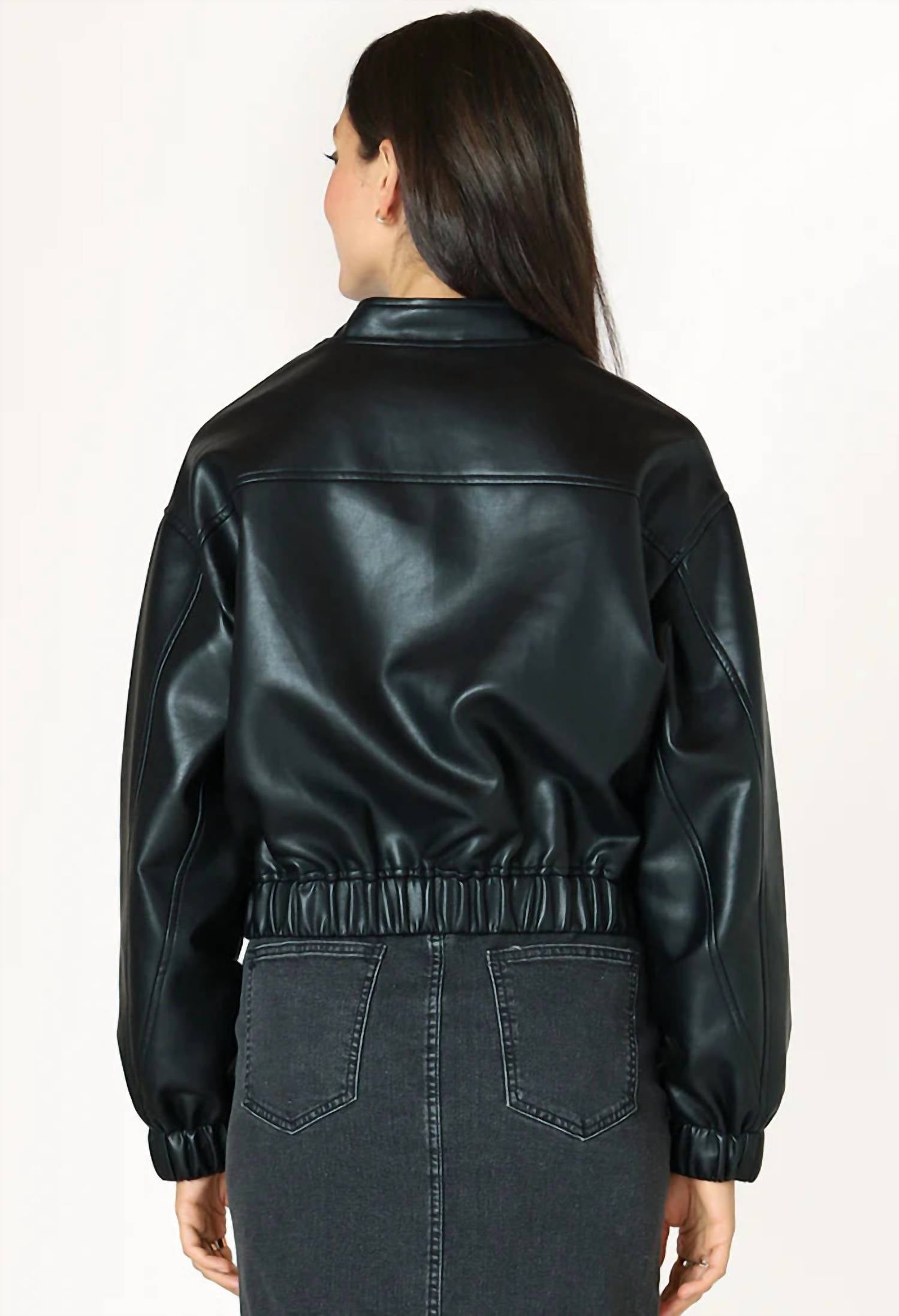 Dex - Faux Leather Bomber Jacket