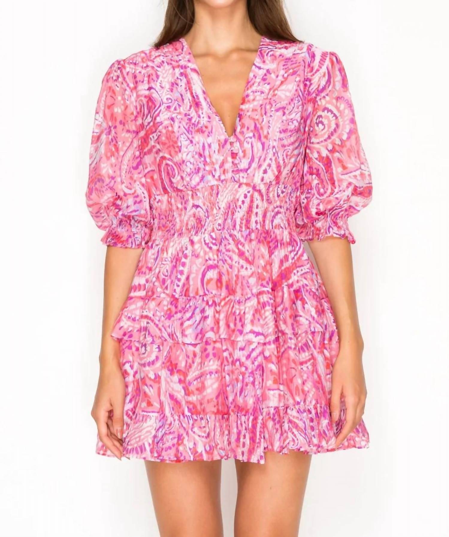 Meet Me In Santorini - Short Sleeves Mini Dress