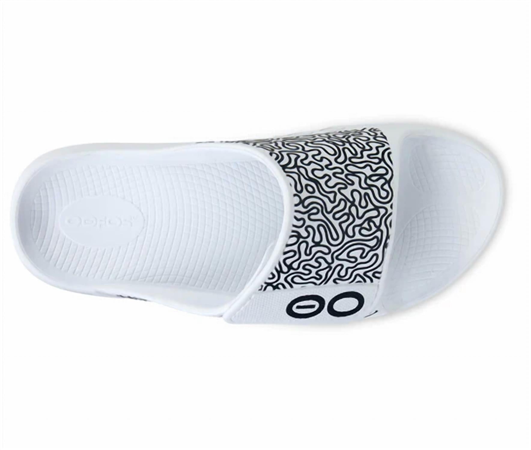 OOFOS Men's Ooahh Sport Flex Limited Slide in white labyrinth - men's sandal - alternate view