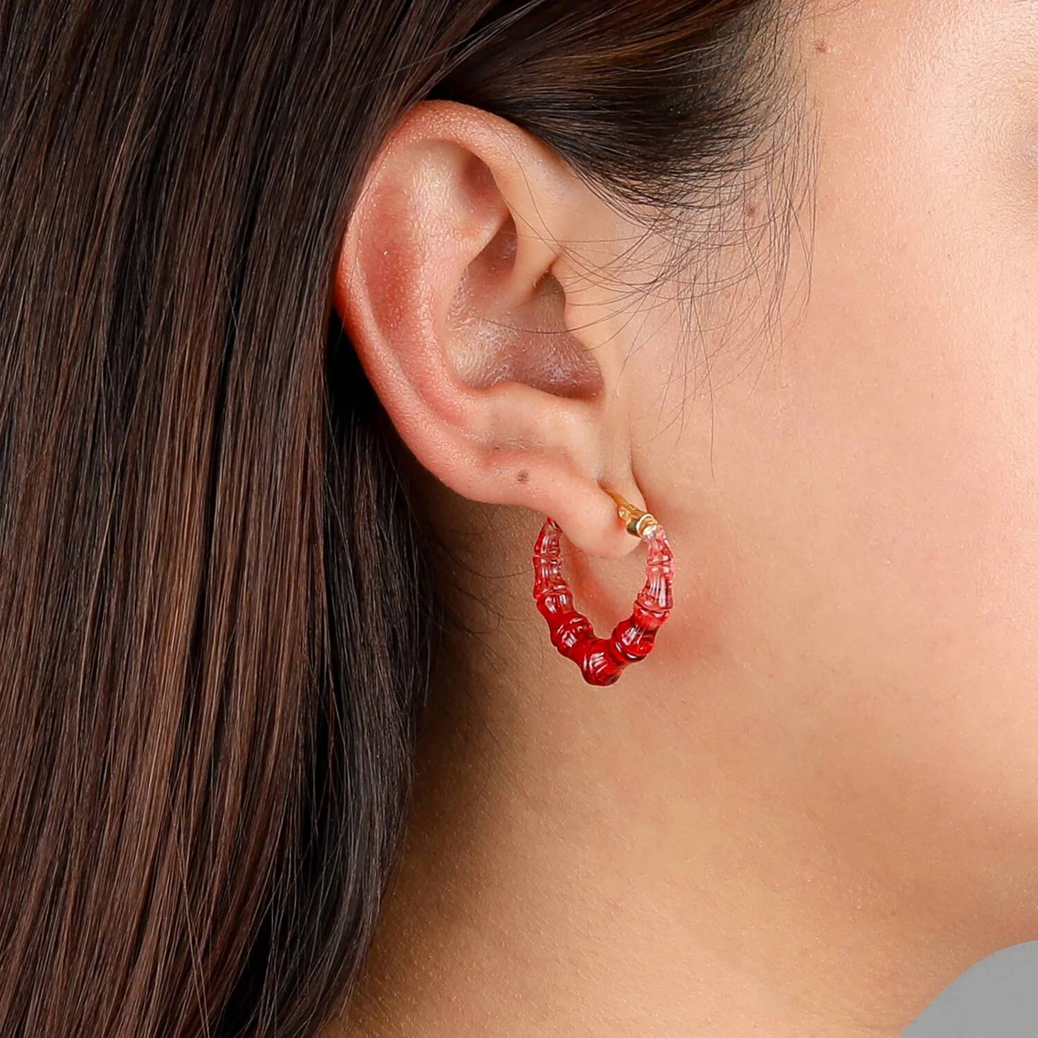 Gold & Honey - Women's Mini Heart Bamboo Hoop Earrings