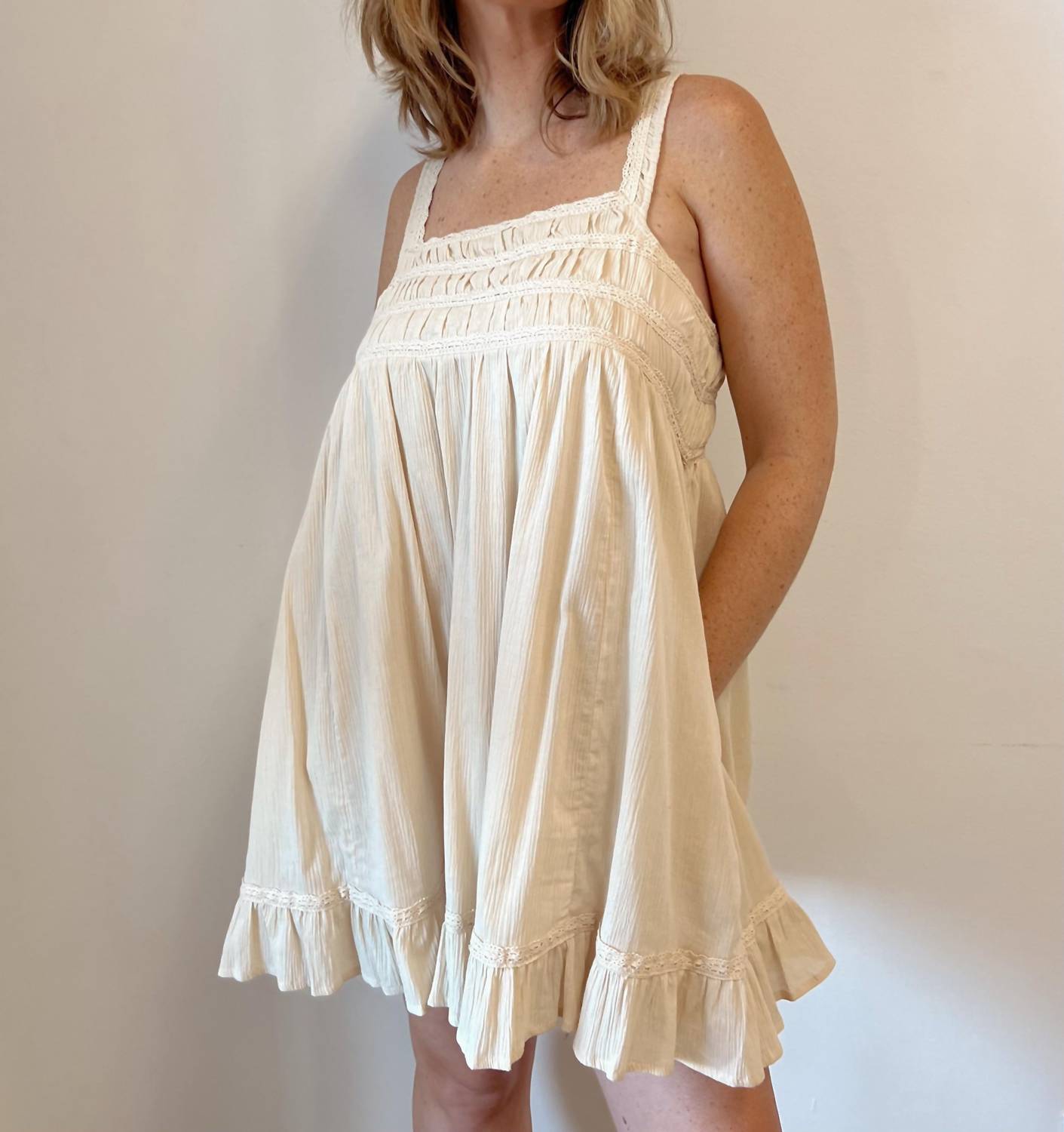 By Together - Stay Neutral Babydoll Mini Dress