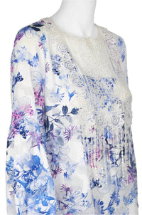 T Tahari - Bishop Sleeve Pleated Lace Paisley Top