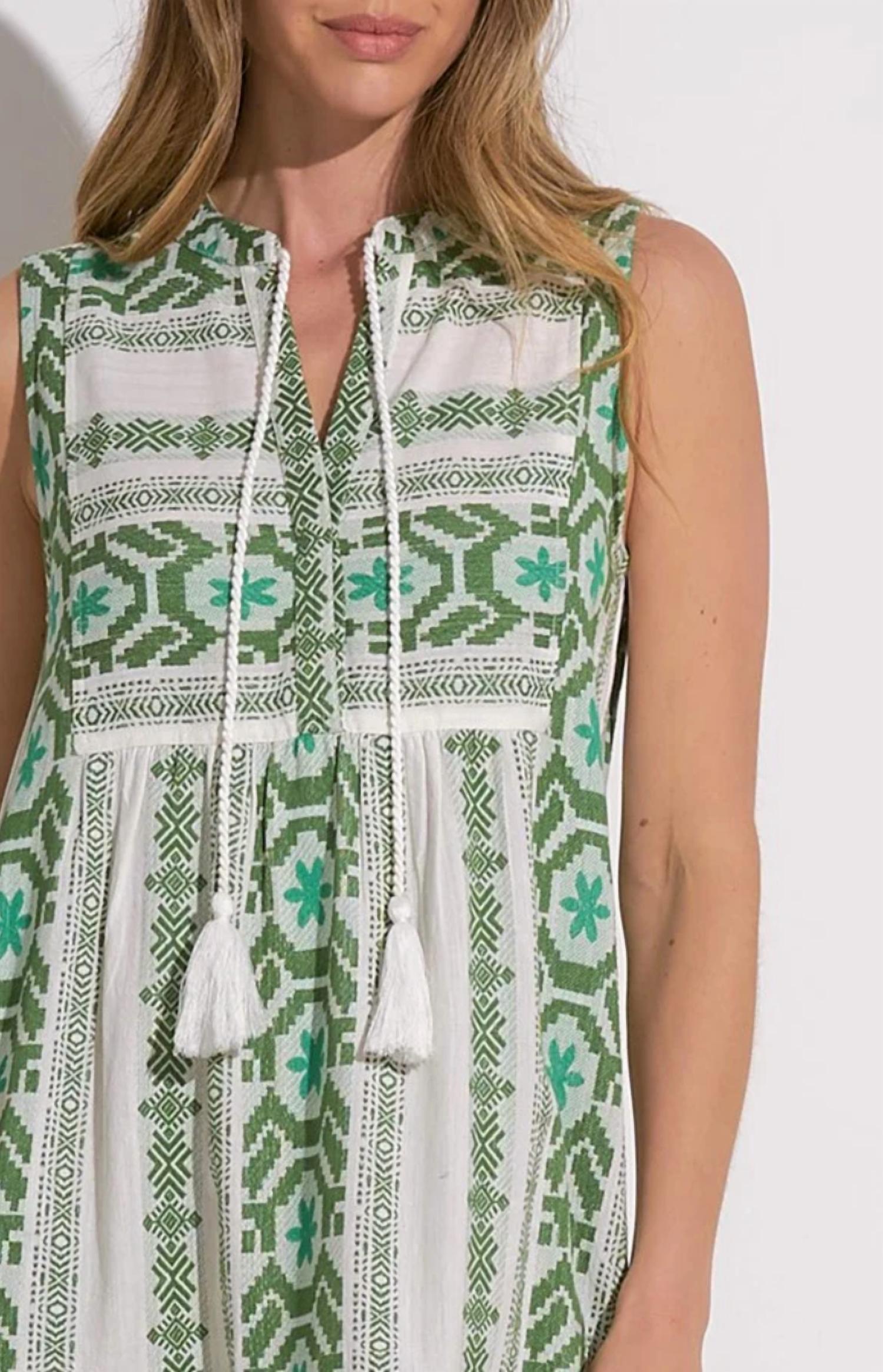 ELAN Printed Maxi Dress in green white - women's dress - view 4