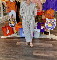 Joy Joy - Pleated Stripe Culottes Pants