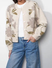 GREYLIN Skylar Cozy Floral Cardigan in ivory - women's cardigan