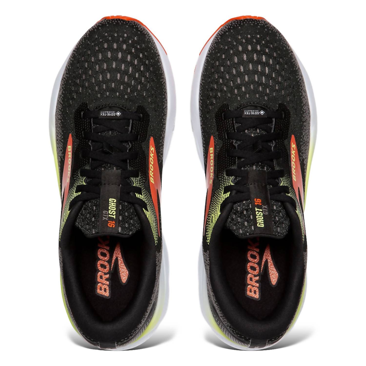 BROOKS Men's Ghost 16 Gtx Running Shoes in black manadarin red green - men's shoe - view 5
