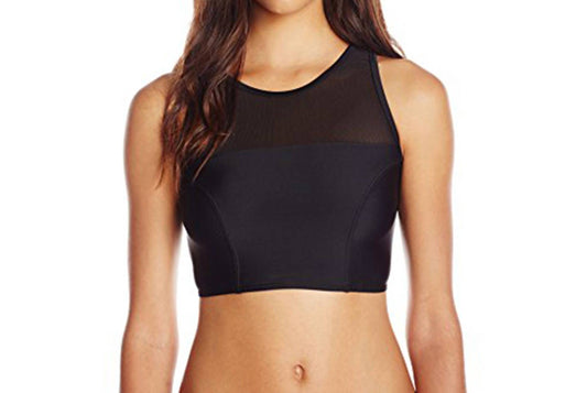 BOTTOM'S UP SPORT CREW NECK MESH BIKINI TOP