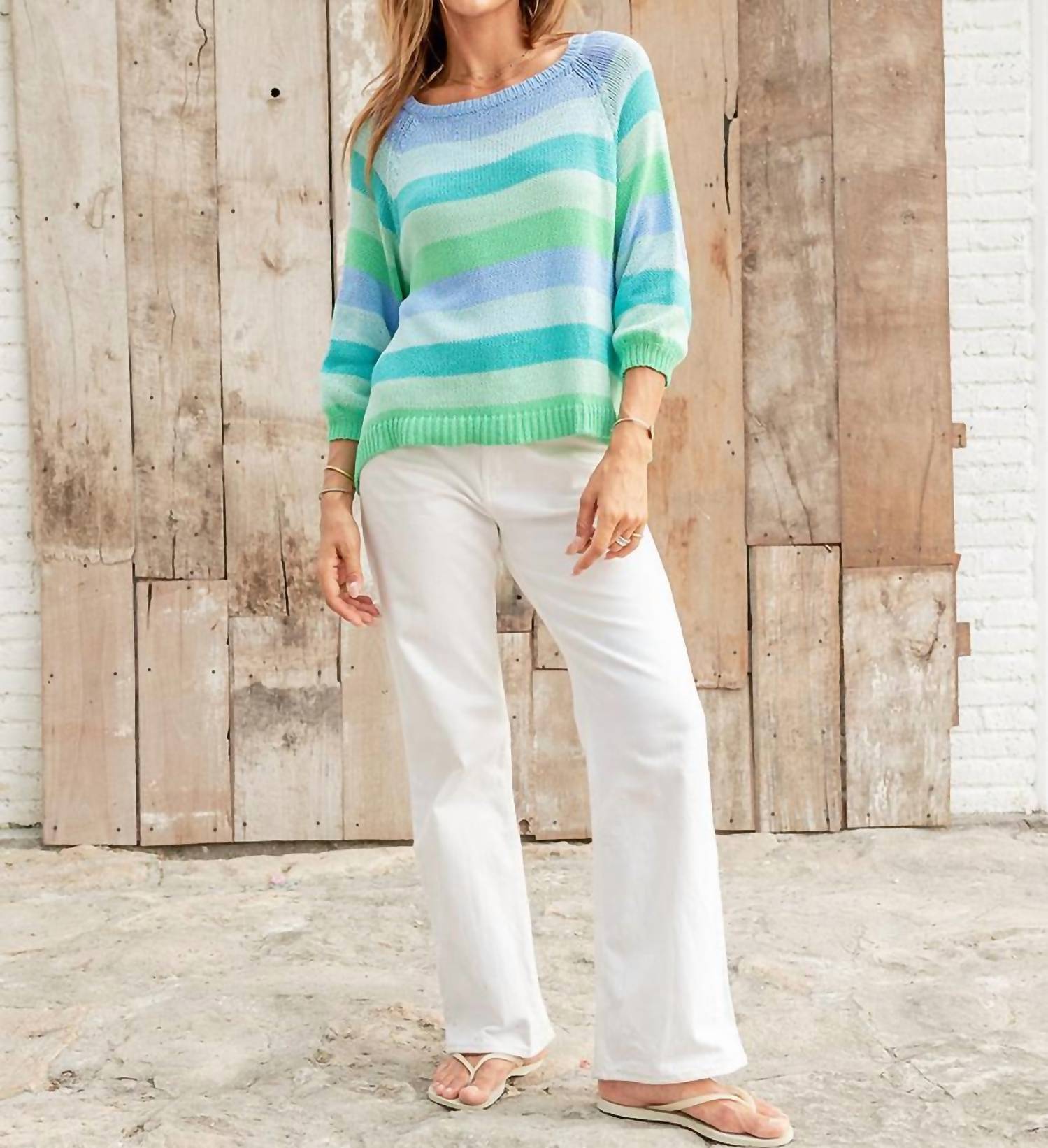 Wooden Ships - Venezia Striped Raglan Sweatshirt
