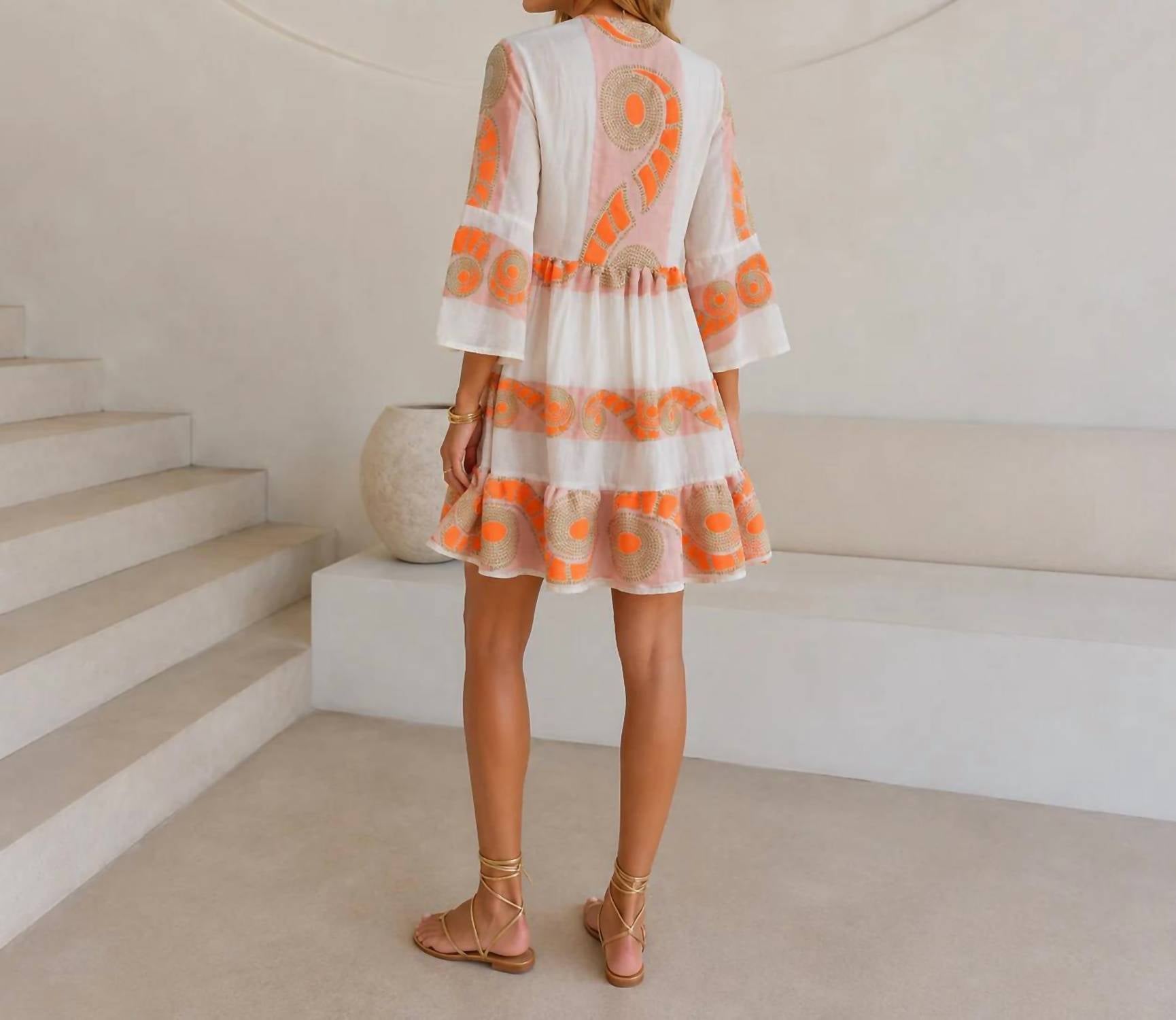 Mystery Resort - Coral Mirage Mini Dress