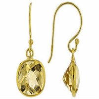 Jewelit - Women's Citrine Cushion Cut Dangle Earrings