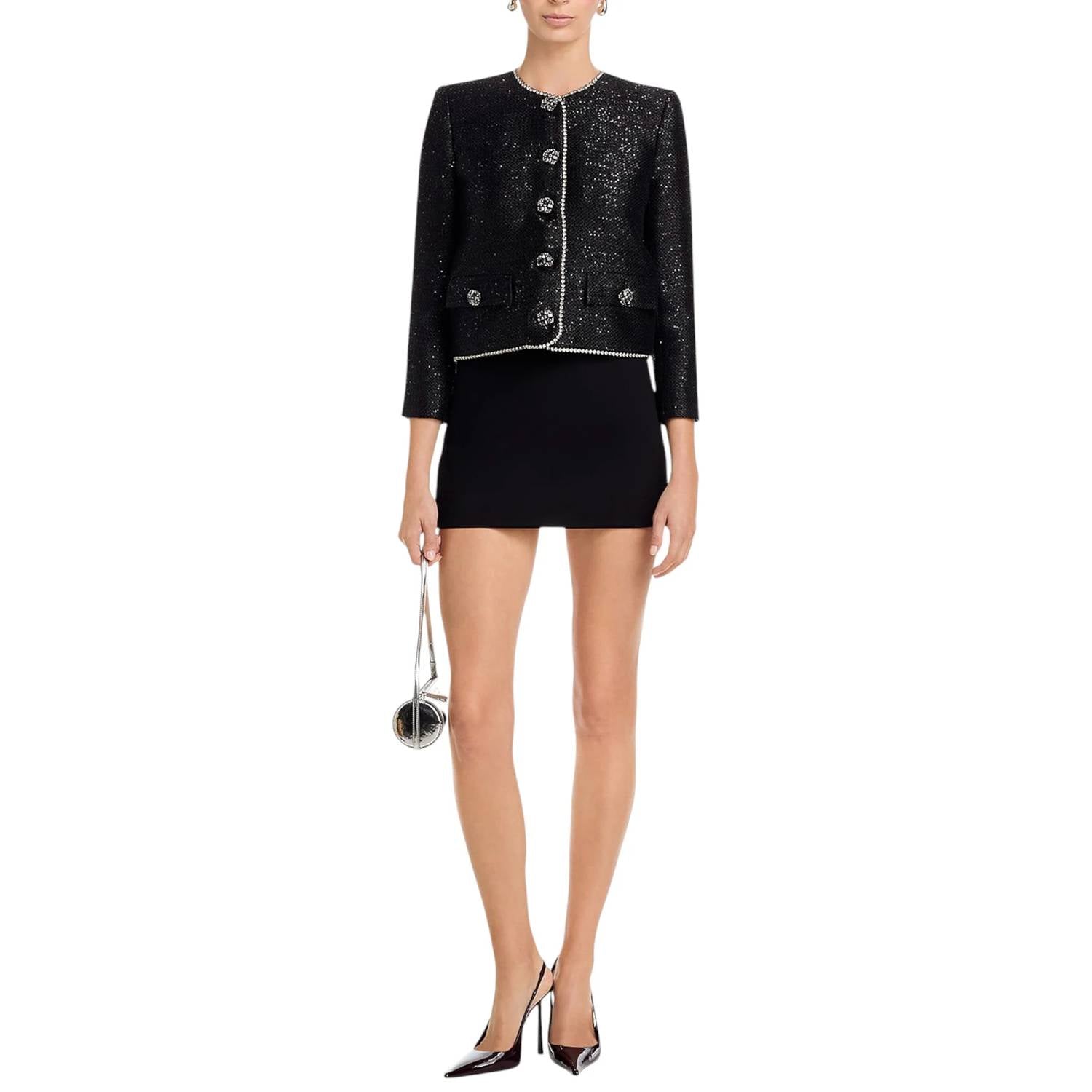 L'Agence - Zell Crystal Trim Tweed Jacket